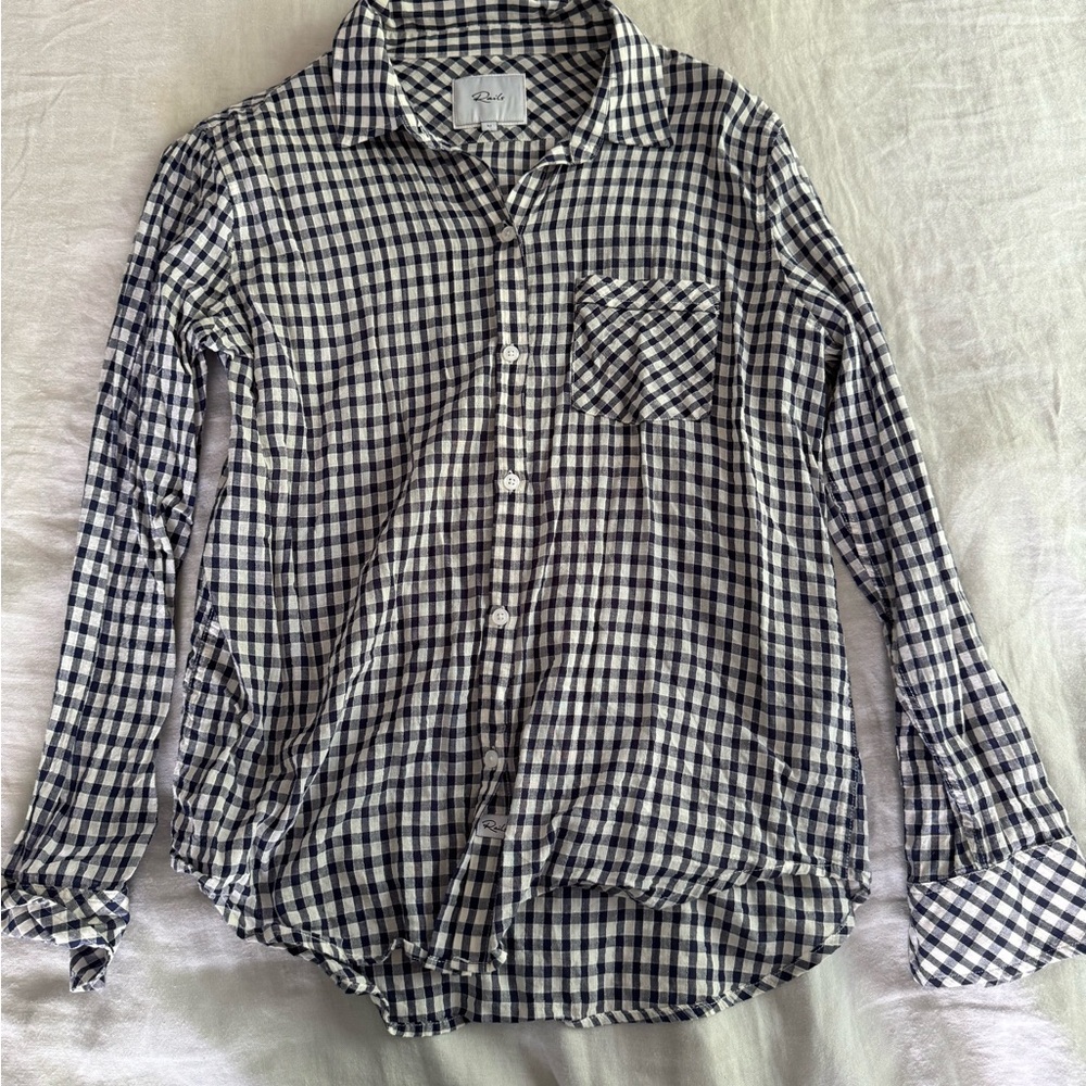 Rails Lightweight Navy Gingham Button Down - image 1